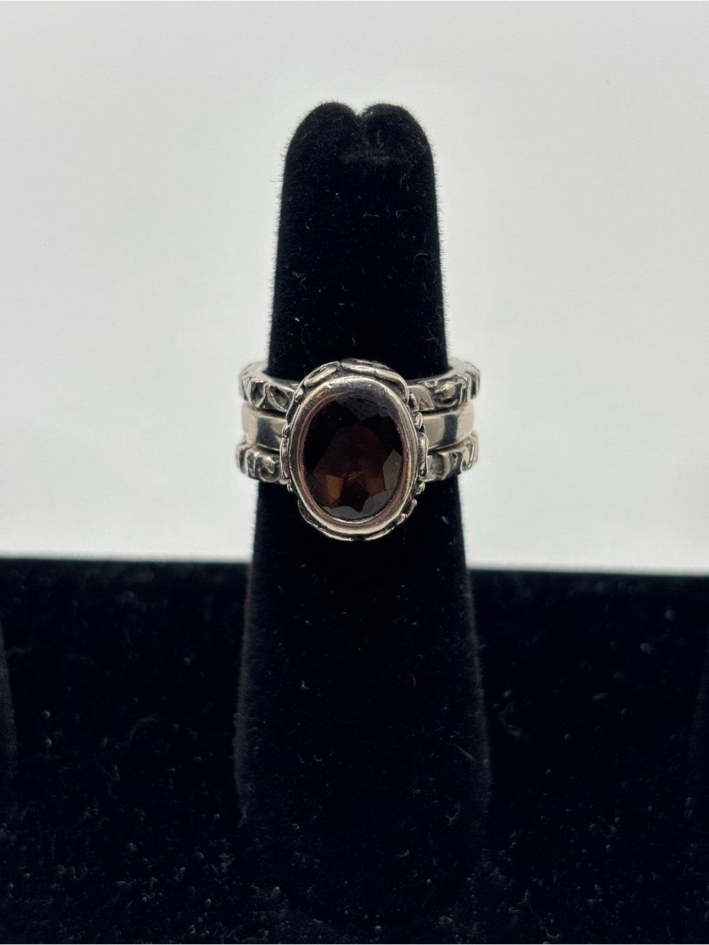 Silpada Sterling Silver Smoky Topaz Oval Stack Ring